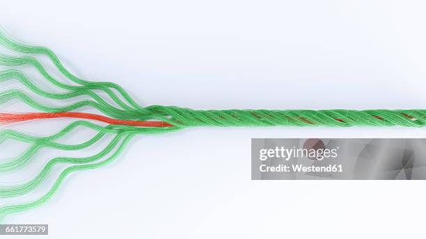 braided threads, 3d rendering - red string white background stock illustrations