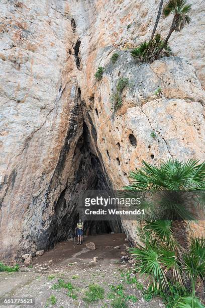 italy, sicily, province of trapani, custonaci, grotta del crocifisso, prehistoric site - crocifisso - fotografias e filmes do acervo