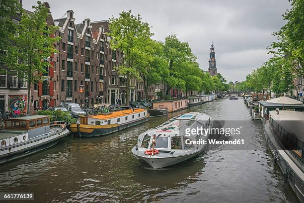 netherlands, amsterdam, prince's canal, tourist boat - turistbåt bildbanksfoton och bilder