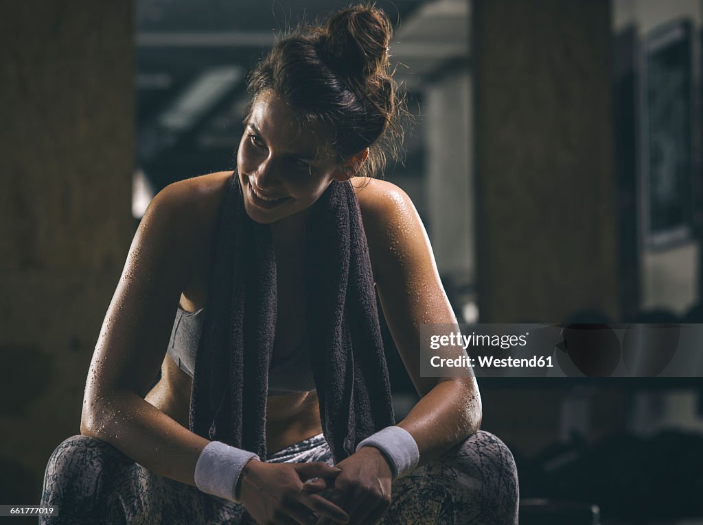 Female athlete resting