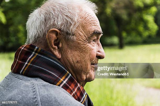 profile of senior man in nature - 85 2016 stock pictures, royalty-free photos & images