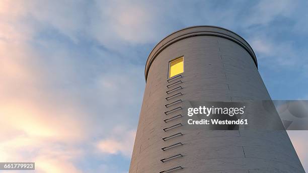 tower with illuminated window, 3d rendering - safe haven stock illustrations