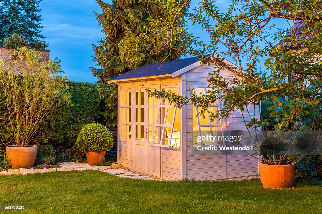 Lighted garden shed