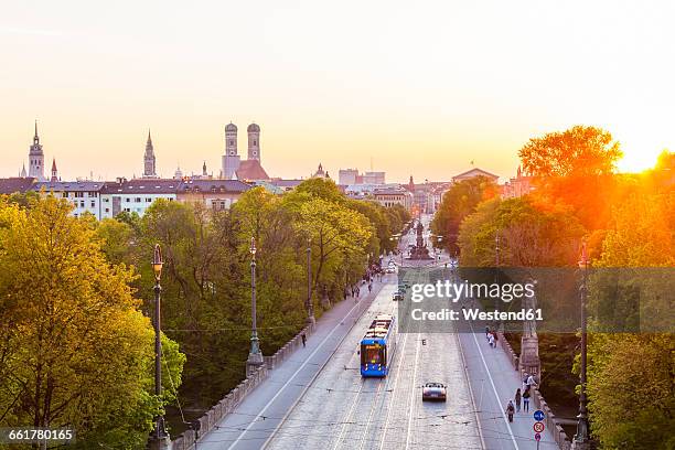 germany, munich, view to maximilianstrasse at twilight - street sunset stock-fotos und bilder