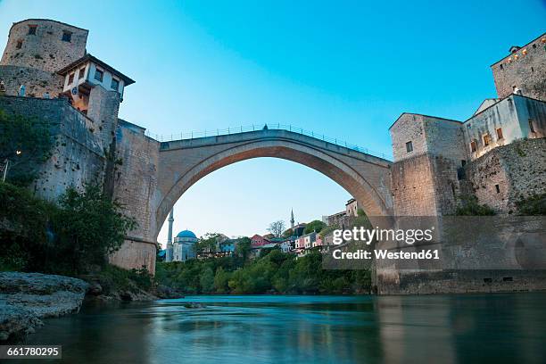 bosnia and herzegovina, mostar, stari most, old bridge and neretva river - mostar stock pictures, royalty-free photos & images