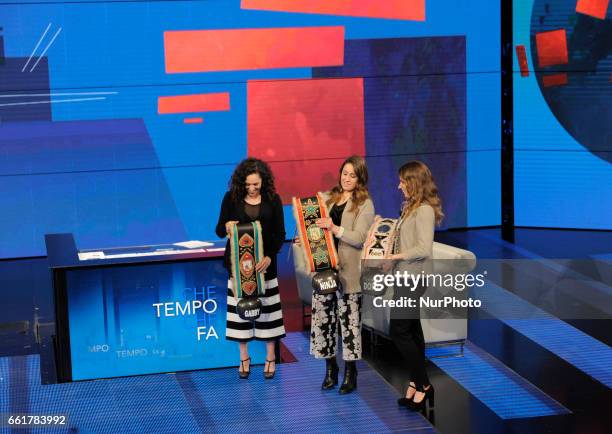 Federica Brignone Italian alpine skier, Sofia Goggia Italian alpine skier and Marta Bassino Italian alpine skier during the tv show Che Tempo Che Fa...