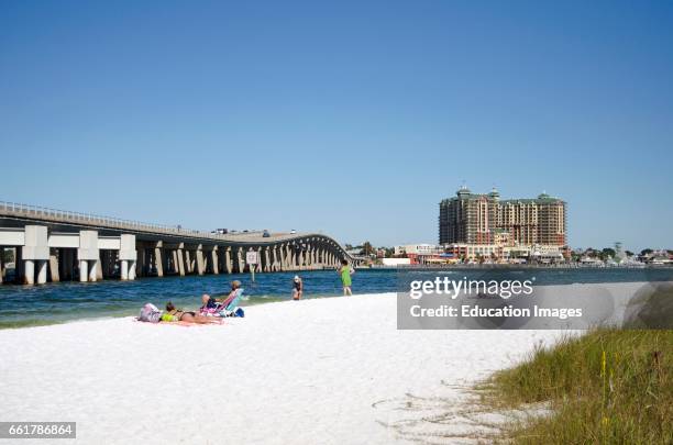 Destin Florida USA, The military beach on Okaloosa Island overlooks Destin a holiday resort on the Panhandle region of Florida.