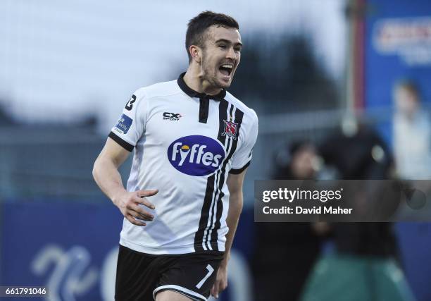 Dundalk , Ireland - 31 March 2017; Michael Duffy of Dundalk celebrates after scoring his side's second goal during the SSE Airtricity League Premier...