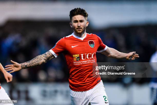 Limerick , Ireland - 31 March 2017; Sean Maguire of Cork City celebrates after scoring his side's first goal during the SSE Airtricity League Premier...