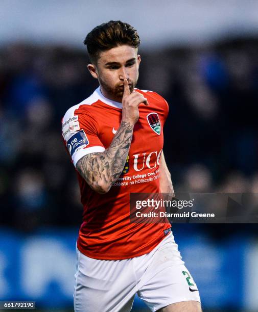 Limerick , Ireland - 31 March 2017; Sean Maguire of Cork City celebrates after scoring his side's first goal during the SSE Airtricity League Premier...