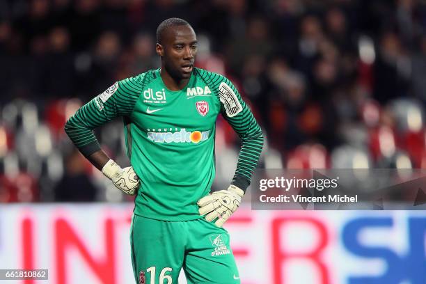 Guy Roland Ndy Assembe of Nancy during the French Ligue 1 match between Guingamp and Nancy at Stade du Roudourou on March 31, 2017 in Guingamp,...