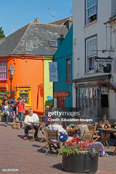 Kinsale, West Cork, County Cork, Republic of Ireland, Eire, Taking refreshments on the pavement in Market Square.
