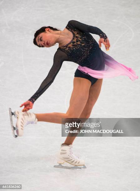 Gold medallist Evgenia Medvedeva of Russia competes in the woman's Free Skating event at the ISU World Figure Skating Championships in Helsinki,...