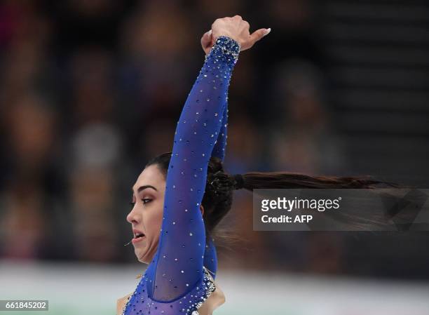 Bronze medalist Gabrielle Daleman of Canada during her program at the woman's Free Skating event at the ISU World Figure Skating Championships in...
