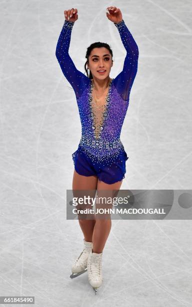 Bronze medalist Gabrielle Daleman of Canada during her program at the woman's Free Skating event at the ISU World Figure Skating Championships in...