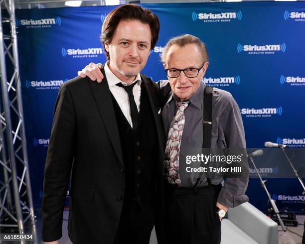 SiriusXM host John Fugelsang and legendary broadcaster Larry King visits the SiriusXM Studios for "A Conversation with Larry King, hosted by John...