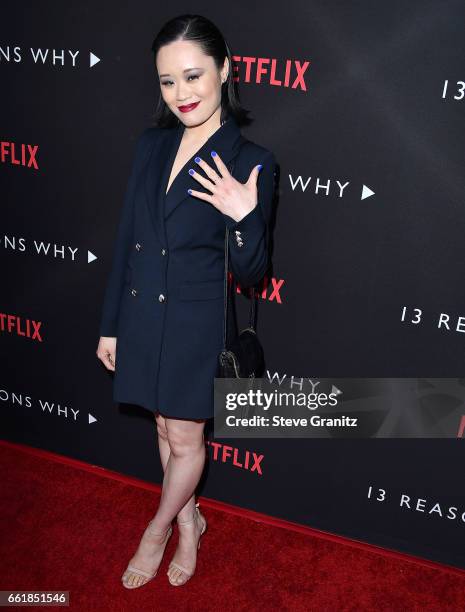 Michelle Ang arrives at the Premiere Of Netflix's "13 Reasons Why" at Paramount Pictures on March 30, 2017 in Los Angeles, California.