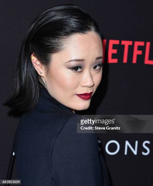 Michelle Ang arrives at the Premiere Of Netflix's "13 Reasons Why" at Paramount Pictures on March 30, 2017 in Los Angeles, California.