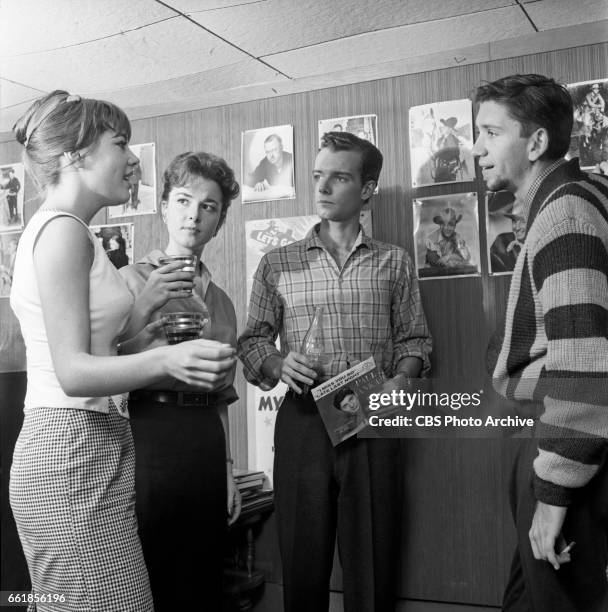 Young television actors on a double date. Marlene Willis, Gigi Perreau, Richard Miles and Bob Denver. Bob Denver is a cast member on "The Many Loves...