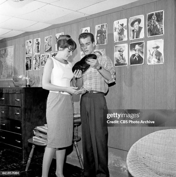 Marlene Willis and Richard Miles on a date in Hollywood, CA. Richard Miles is a regular cast member on "The Betty Hutton Show" and Marlene Willis is...