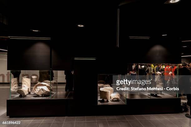 General interior views during a media presentation of the new Metro C stop at San Giovanni on March 31, 2017 in Rome, Italy. Inside the artifacts...