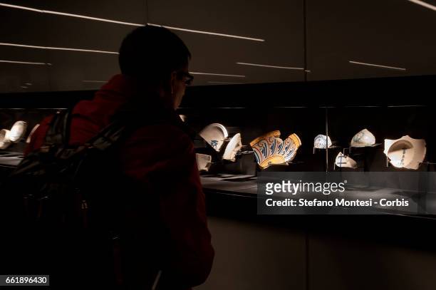 General interior views during a media presentation of the new Metro C stop at San Giovanni on March 31, 2017 in Rome, Italy. Inside the artifacts...
