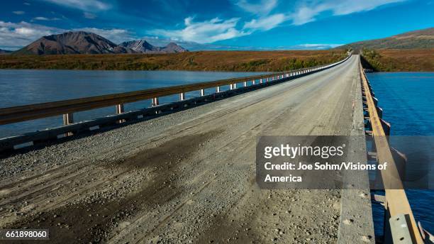 Susitna River bridge offers views of Alaskan Range, Denali Highway, Route 8, Alaska.