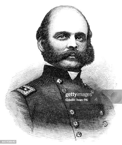 ambrose burnside - old printer stock illustrations