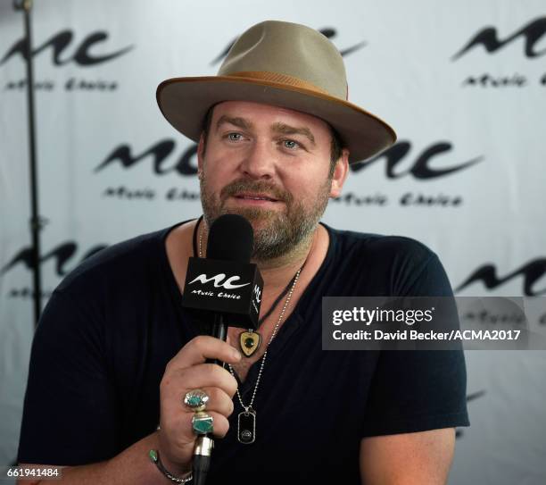 Singer Lee Brice speaks during the 52nd Academy Of Country Music Awards Cumulus/Westwood One Radio Remotes at T-Mobile Arena on March 31, 2017 in Las...