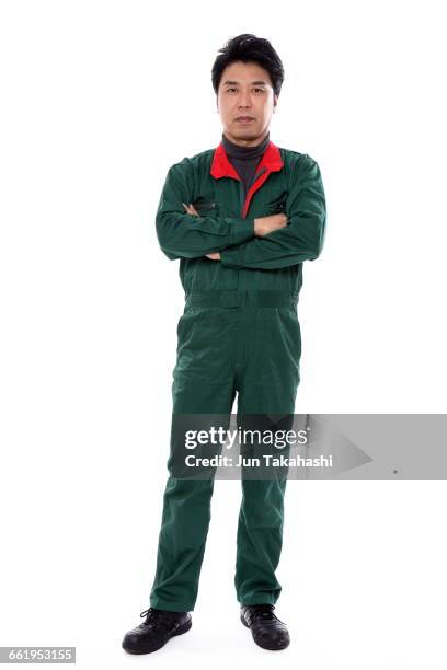 portrait of japanese man - coveralls stock pictures, royalty-free photos & images