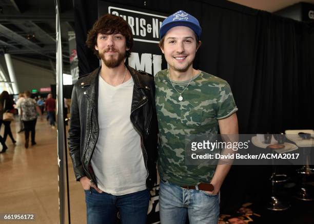 Singer-songwriter Chris Janson and musician Ryan Follese attend the 52nd Academy Of Country Music Awards Cumulus/Westwood One Radio Remotes at...