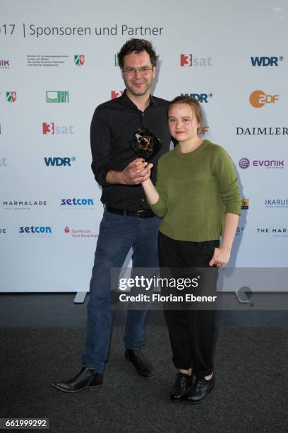 Florian Schwarz and Lena Urzendowsky attend the 53rd Grimme Award at Theater Marl, on March 31, 2017 in Marl, Germany.