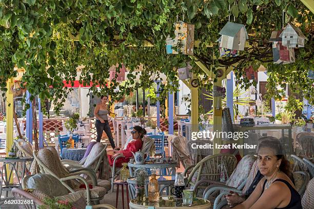 restaurant, kokkari, samos island, greece - dodecanese islands stock pictures, royalty-free photos & images