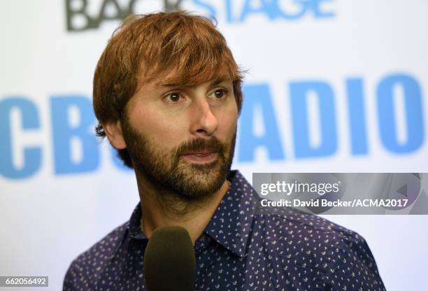 Musician Dave Haywood of Lady Antebellum speaks during the 52nd Academy Of Country Music Awards Cumulus/Westwood One Radio Remotes at T-Mobile Arena...