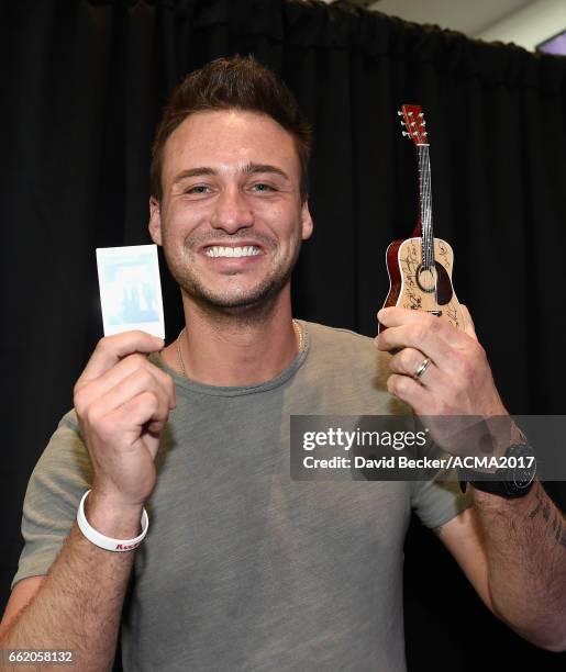 Musician Eric Gunderson of Love and Theft attends the 52nd Academy Of Country Music Awards Cumulus/Westwood One Radio Remotes at T-Mobile Arena on...