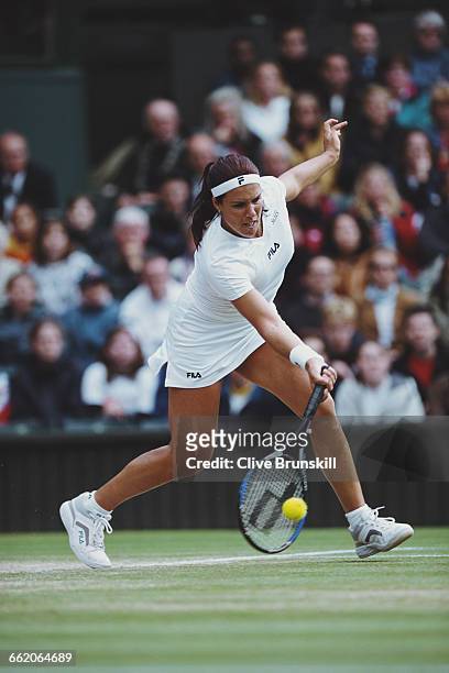 Jennifer Capriati of the United States during her Women's Singles Quarter Final round match of the Wimbledon Lawn Tennis Championship against Amelie...