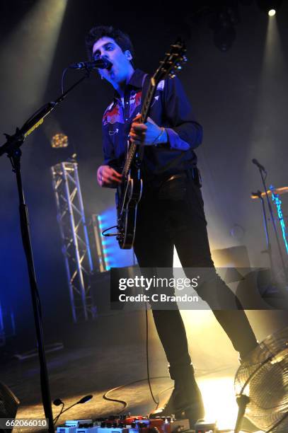 Kieran Shudall of Circa Waves performs on stage at the Forum on March 31, 2017 in London, United Kingdom.