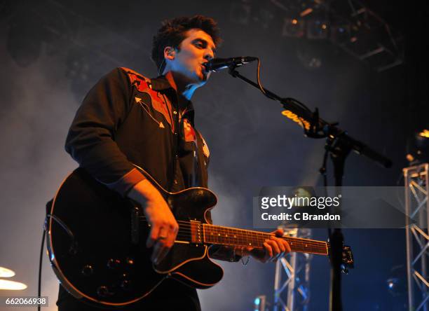 Kieran Shudall of Circa Waves performs on stage at the Forum on March 31, 2017 in London, United Kingdom.
