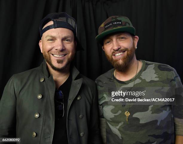 Chris Lucas and Preston Brust of LOCASH attend the 52nd Academy Of Country Music Awards Cumulus/Westwood One Radio Remotes at T-Mobile Arena on March...
