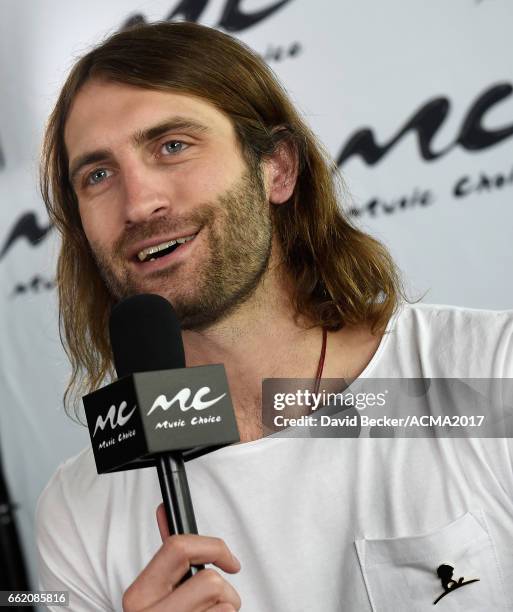 Singer Ryan Hurd speaks during the 52nd Academy Of Country Music Awards Cumulus/Westwood One Radio Remotes at T-Mobile Arena on March 31, 2017 in Las...