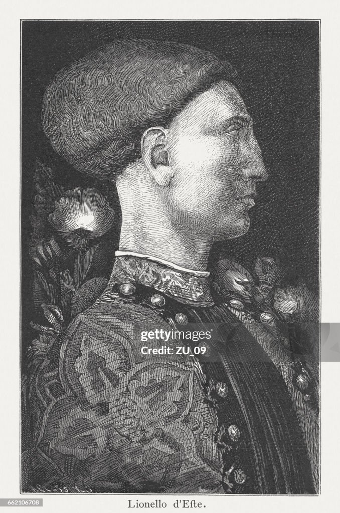Leonello d’Este (1407-1450), painted (c.1444) by Pisanello, published in 1884