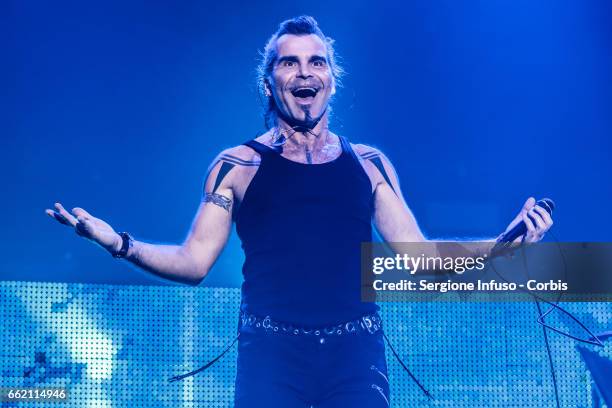 Piero Pelù of Italian rock-band Litfiba performs on stage on March 31, 2017 in Milan, Italy.