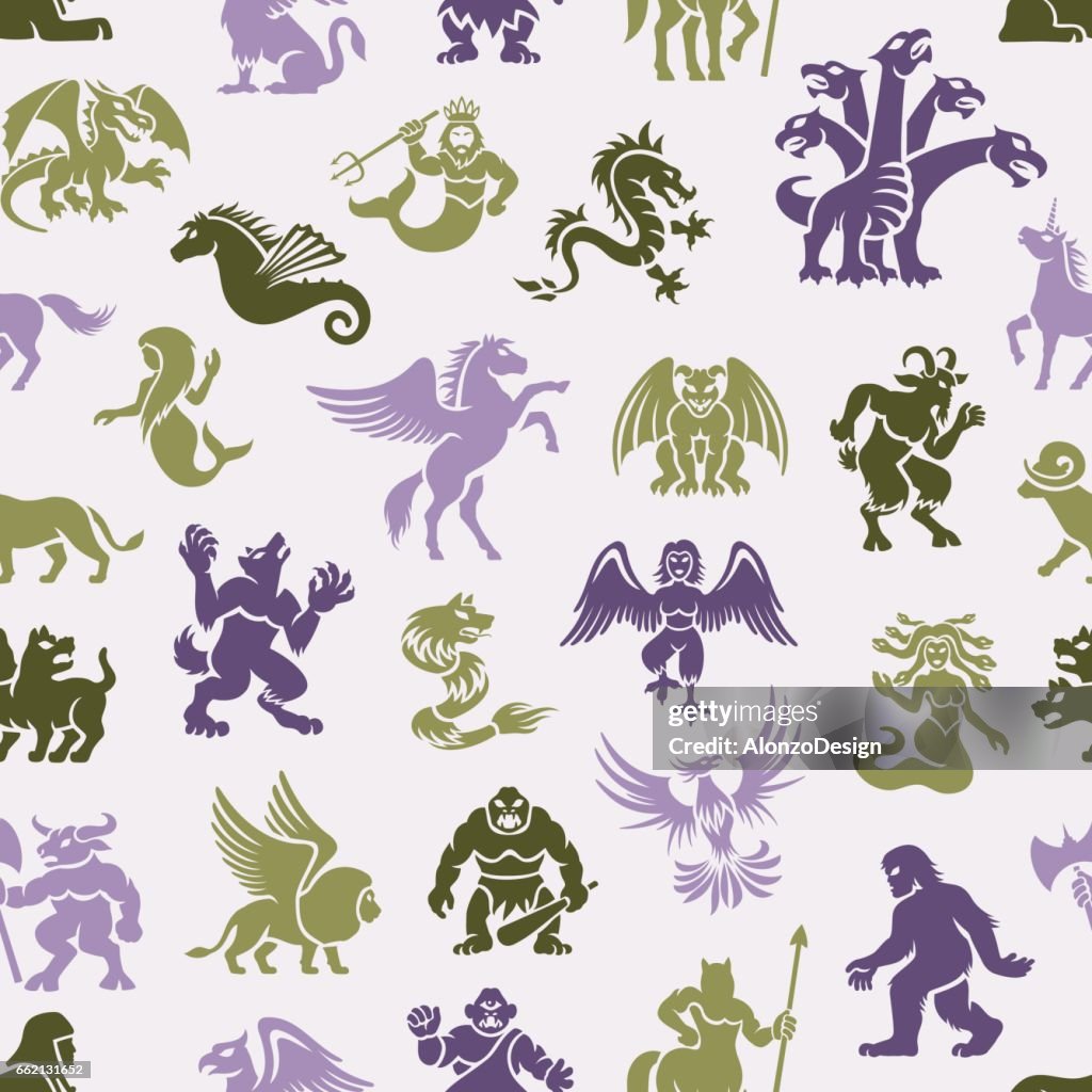 Mythical Creatures Pattern High-Res Vector Graphic - Getty Images