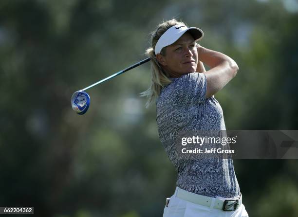 Suzann Pettersen of Norway plays her tee shot on the sixth hole during the second round of the ANA Inspiration at the Dinah Shore Tournament Course...