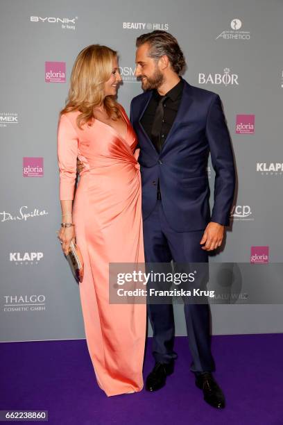 Caroline Beil and Philipp Sattler attend the Gloria - Deutsche Kosmetikpreis at Hilton Hotel on March 31, 2017 in Duesseldorf, Germany.