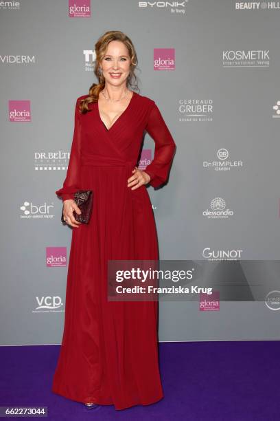 Ann-Kathrin Kramer wearing a dress by Minx during the Gloria - Deutscher Kosmetikpreis at Hilton Hotel on March 31, 2017 in Duesseldorf, Germany.