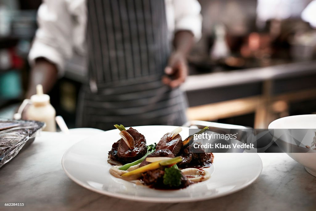 Fresh dish ready to be served at restaurant