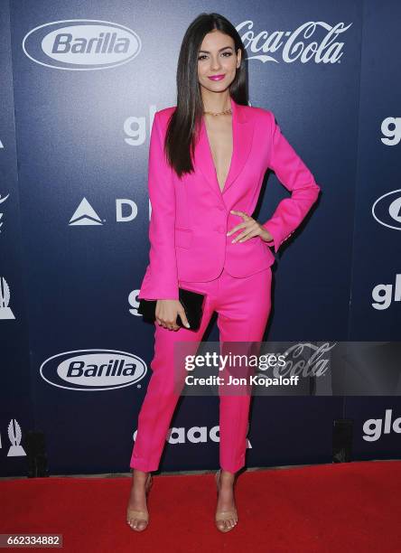 Actress Victoria Justice arrives at the Inaugural GLAAD Rising Stars Luncheon at The Beverly Hilton Hotel on March 31, 2017 in Beverly Hills,...
