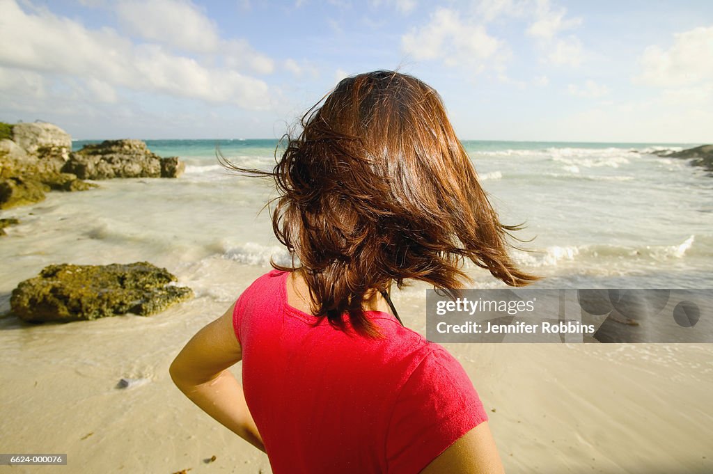 Woman Looking at Ocean