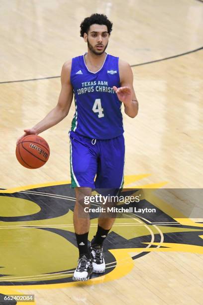 Ehab Amin of the Texas A&M-CC Islanders dribbles the ball during the Semi-final of the CollegeInsider.com Tournament against the UMBC Retrievers at...